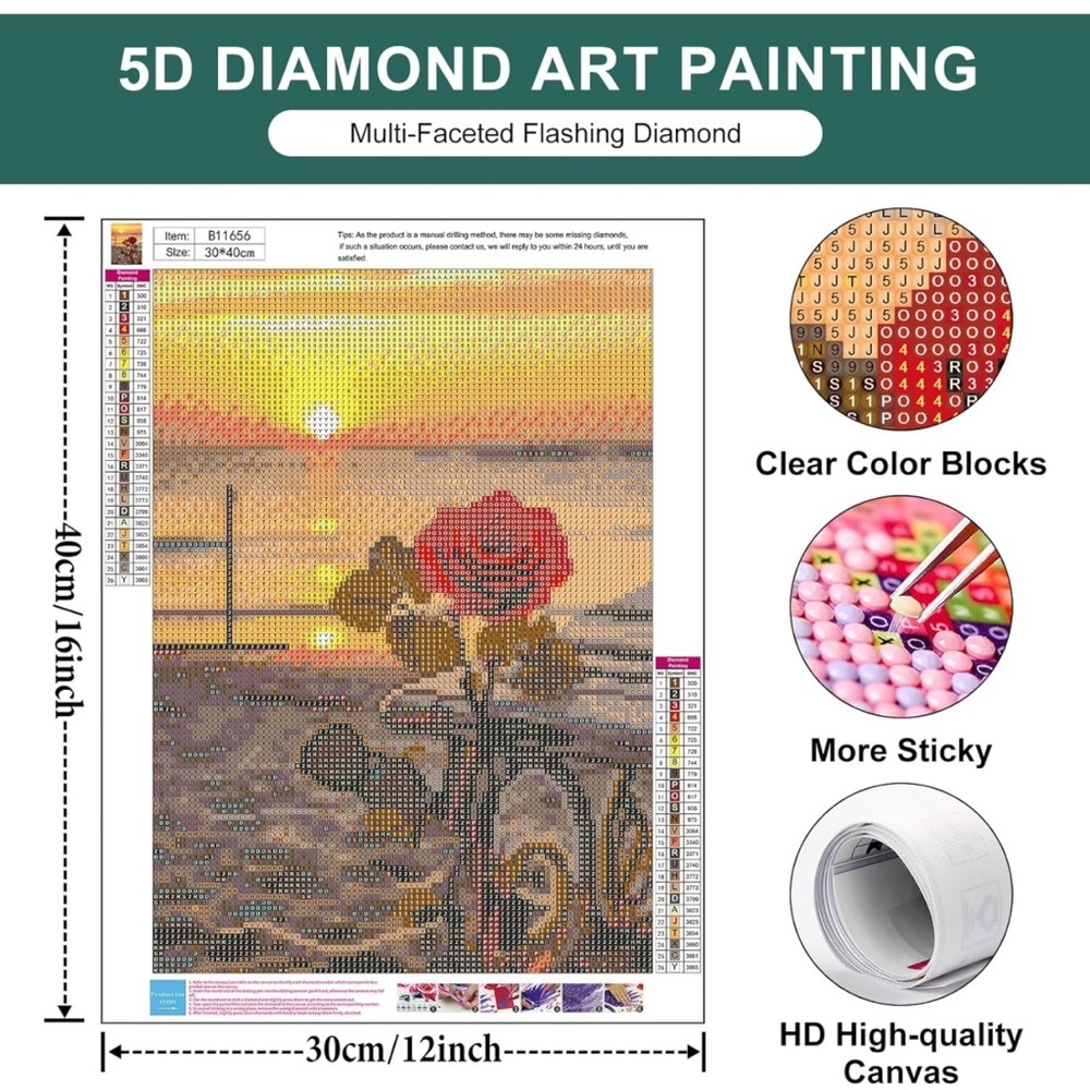 Flower Diamond Painting Kits for Adults, Beach - Picture 3 of 5